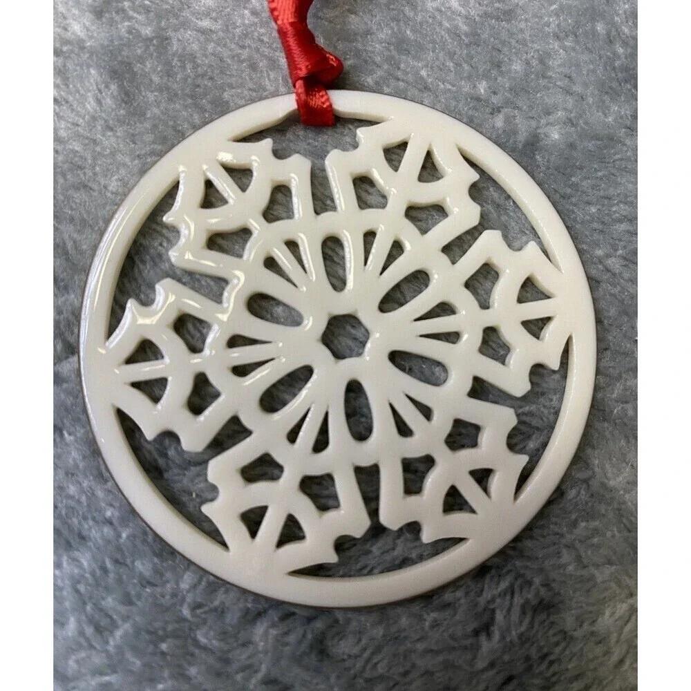 Lenox Snow Star Snowflake Christmas Ornament Vintage, Gold Trim